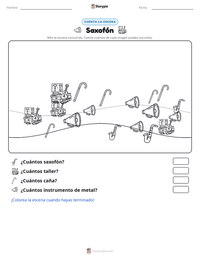 Vista previa de la hoja de trabajo imprimible de Saxofón