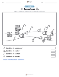 Aperçu de la feuille de travail imprimable Saxophone