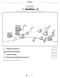 Saxofoon afdrukbare werkblad voorbeeld