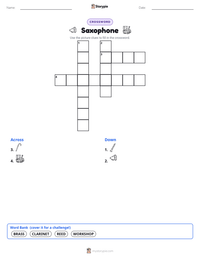 Saxophone printable worksheet preview