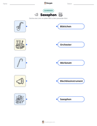 Saxophon druckbare Arbeitsblatt Vorschau