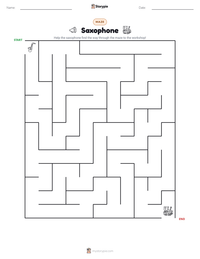 Saxophone printable worksheet preview
