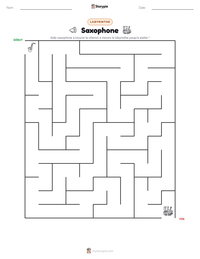 Aperçu de la feuille de travail imprimable Saxophone