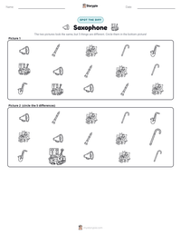 Saxophone printable worksheet preview