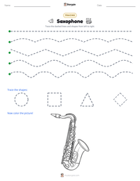 Saxophone printable worksheet preview