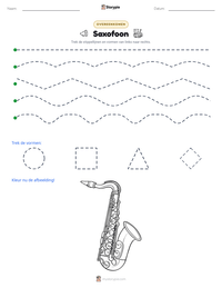 Saxofoon afdrukbare werkblad voorbeeld