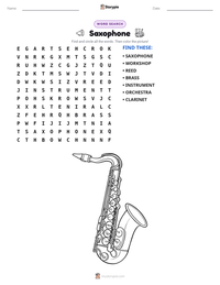 Saxophone printable worksheet preview