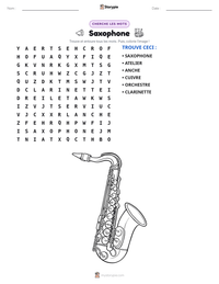 Aperçu de la feuille de travail imprimable Saxophone
