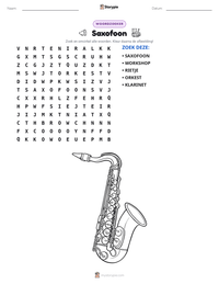 Saxofoon afdrukbare werkblad voorbeeld