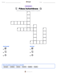 Vista previa de la hoja de trabajo imprimible de Fideos Instantáneos