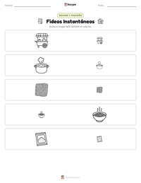 Vista previa de la hoja de trabajo imprimible de Fideos Instantáneos