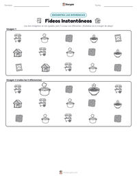 Vista previa de la hoja de trabajo imprimible de Fideos Instantáneos