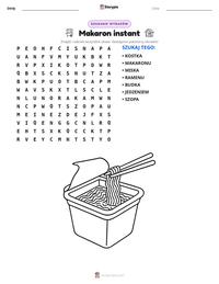 Podgląd drukowalnego arkusza ćwiczeń Makaron instant