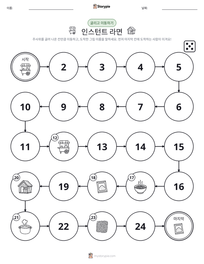 주사위 굴리고 이동하기 게임
