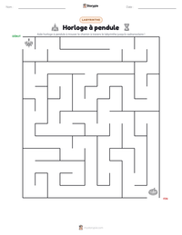Aperçu de la feuille de travail imprimable Horloge à pendule