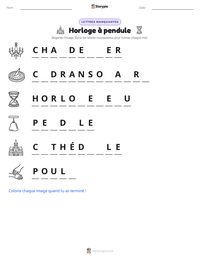 Aperçu de la feuille de travail imprimable Horloge à pendule