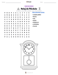 Vista previa de la hoja de trabajo imprimible de Reloj de Péndulo