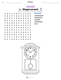 Slingeruurwerk afdrukbare werkblad voorbeeld