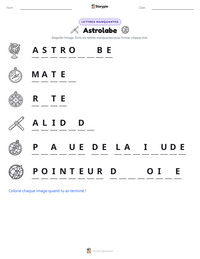 Aperçu de la feuille de travail imprimable Astrolabe