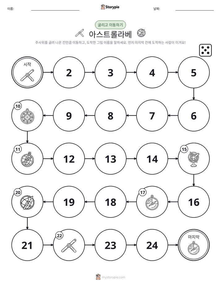주사위 굴리고 이동하기 게임