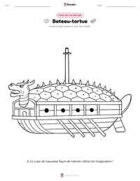 Aperçu de la feuille de travail imprimable Bateau-tortue