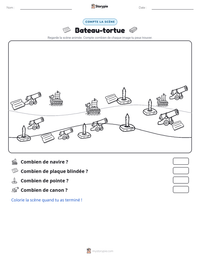 Aperçu de la feuille de travail imprimable Bateau-tortue