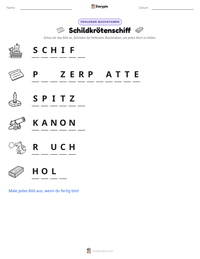 Schildkrötenschiff druckbare Arbeitsblatt Vorschau