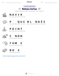 Aperçu de la feuille de travail imprimable Bateau-tortue