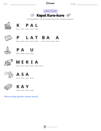 Prabaca lembar kerja cetak Kapal Kura-kura