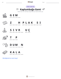 Kaplumbağa Gemi yazdırılabilir çalışma sayfası önizlemesi