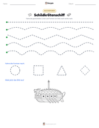 Schildkrötenschiff druckbare Arbeitsblatt Vorschau