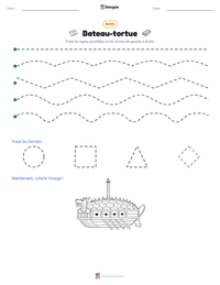 Aperçu de la feuille de travail imprimable Bateau-tortue