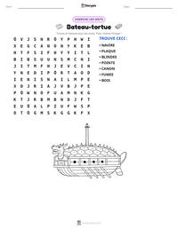 Aperçu de la feuille de travail imprimable Bateau-tortue