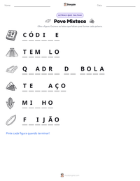 Prévia da folha de atividades imprimível Povo Mixteca