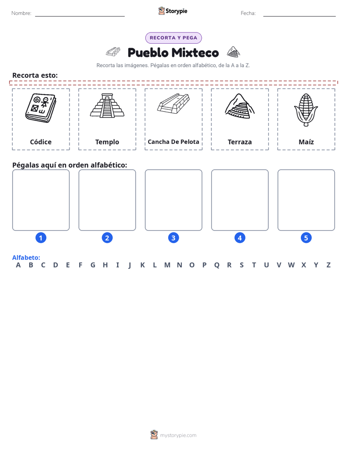 Cortar y Pegar el Alfabeto