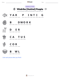 Wixárika (Huichol) People printable worksheet preview