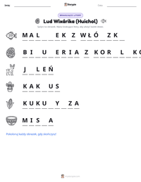 Podgląd drukowalnego arkusza ćwiczeń Lud Wixárika (Huichol)