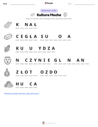 Podgląd drukowalnego arkusza ćwiczeń Kultura Moche