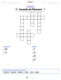 Vista previa de la hoja de trabajo imprimible de Sucesión de Fibonacci