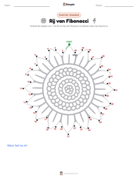 Rij van Fibonacci afdrukbare werkblad voorbeeld