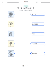 피보나치 수열 인쇄 가능한 워크시트 미리보기