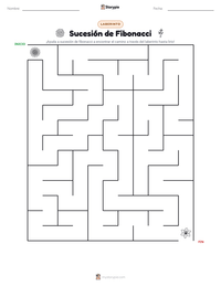 Vista previa de la hoja de trabajo imprimible de Sucesión de Fibonacci