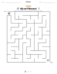 Rij van Fibonacci afdrukbare werkblad voorbeeld