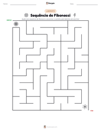 Prévia da folha de atividades imprimível Sequência de Fibonacci