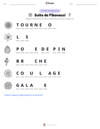 Aperçu de la feuille de travail imprimable Suite de Fibonacci