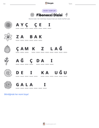 Fibonacci Dizisi yazdırılabilir çalışma sayfası önizlemesi