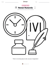 Roman Numerals printable worksheet preview