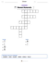 Roman Numerals printable worksheet preview