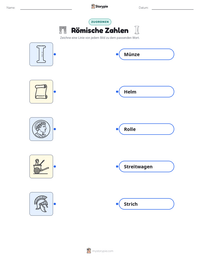 Römische Zahlen druckbare Arbeitsblatt Vorschau