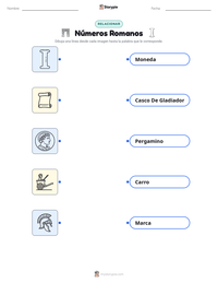 Vista previa de la hoja de trabajo imprimible de Números Romanos